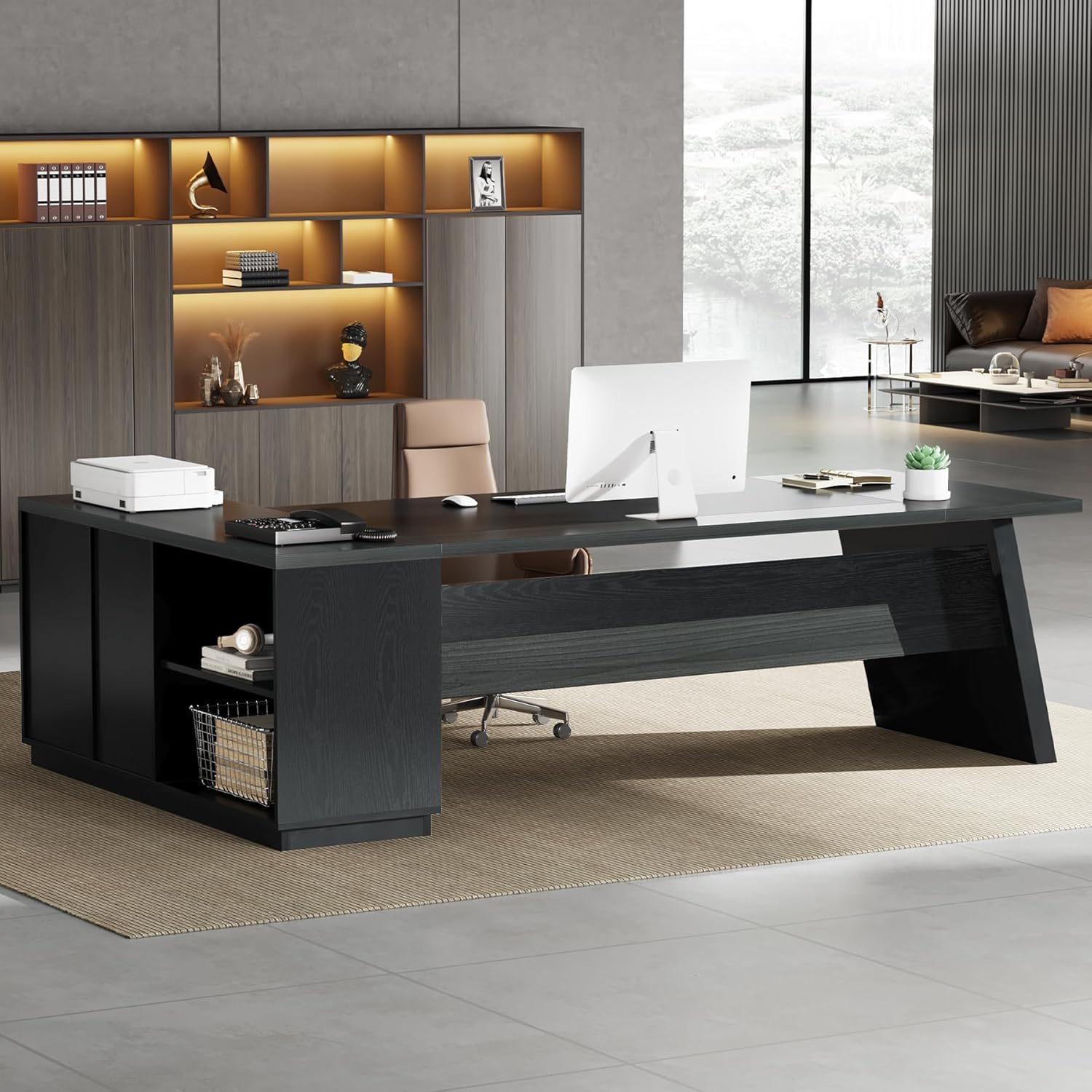Office Furniture Wholesale - L-Shaped Executive Desk 78in Modern Office