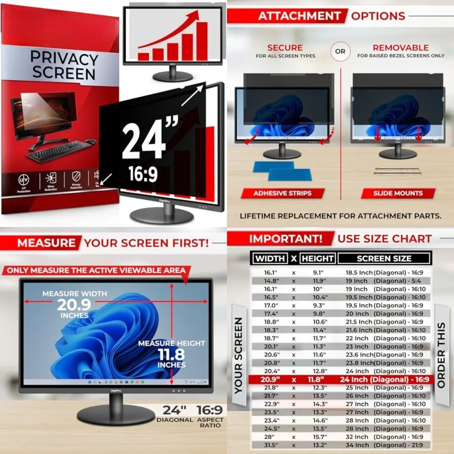 24 Inch 16:9 Computer Privacy  - Monitor Privacy Filter avaliação e preço